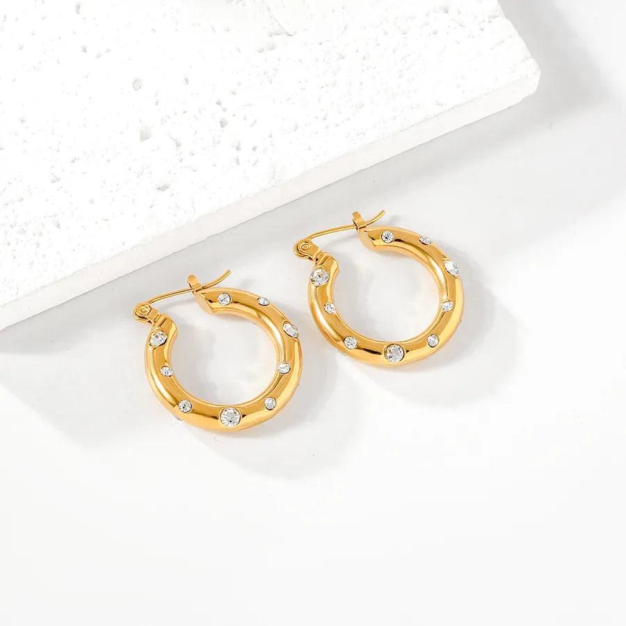 Σκουλαρίκια κρίκοι 316 Stainless Steel 18K Gold Plated Earrings - Lilah jewellery boutique 