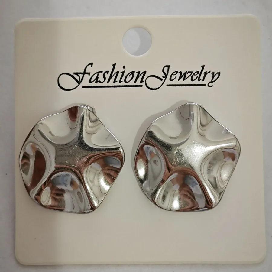 1 Pair Retro Solid Color Irregular Plating 304 Stainless Steel Ear Studs - Lilah jewellery boutique 