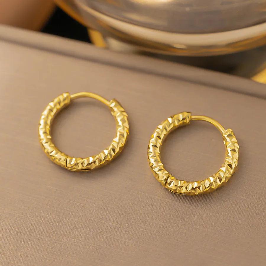 1 Pair Simple Style Geometric Round Solid Color Plating Titanium Steel Earrings Ear Studs - Lilah jewellery boutique 