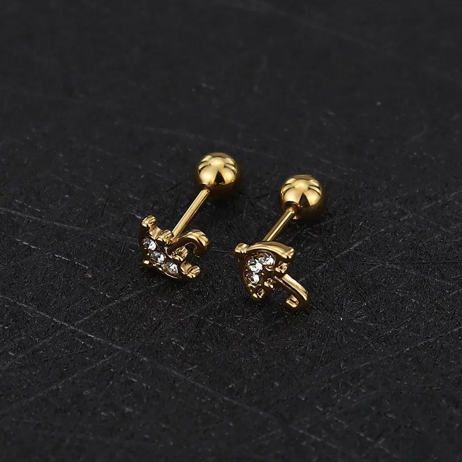 1 Piece Simple Style Commute Geometric Plating Titanium Steel Ear Studs - Lilah jewellery boutique 