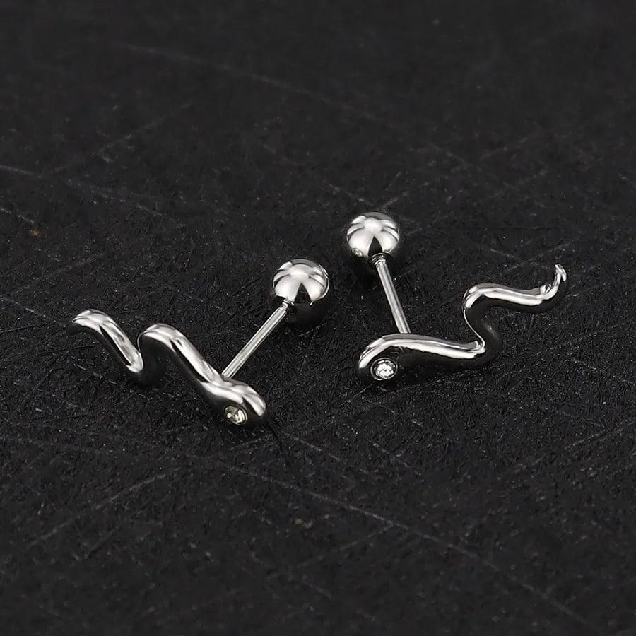 1 Piece Simple Style Commute Geometric Plating Titanium Steel Ear Studs - Lilah jewellery boutique 