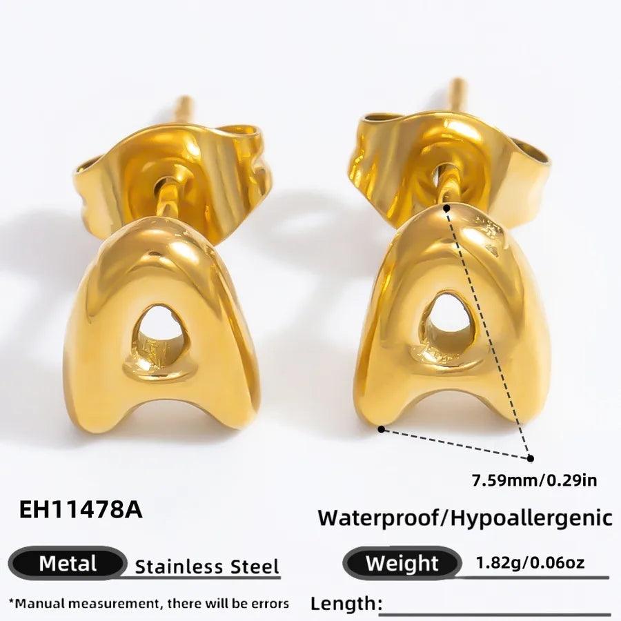 1 Pair Simple Style Letter Plating 304 Stainless Steel 18K Gold Plated Ear Studs - Lilah jewellery boutique 