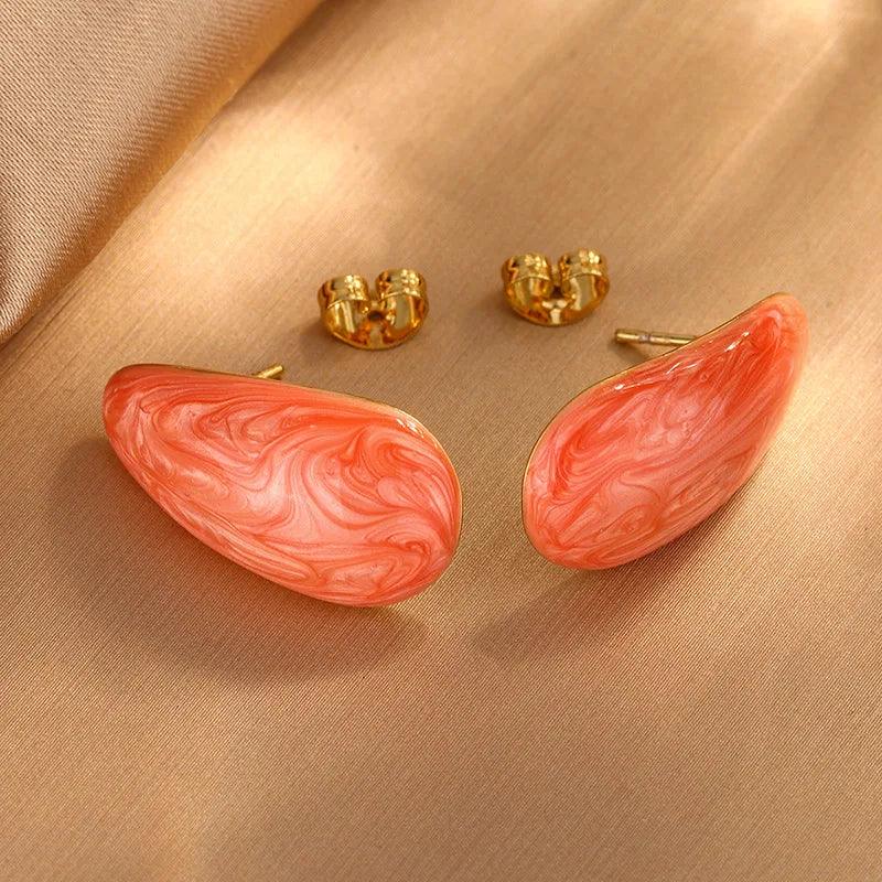 1 Pair Elegant Vintage Style Water Droplets 304 Stainless Steel Imitation Gold Ear Studs - Lilah jewellery boutique 