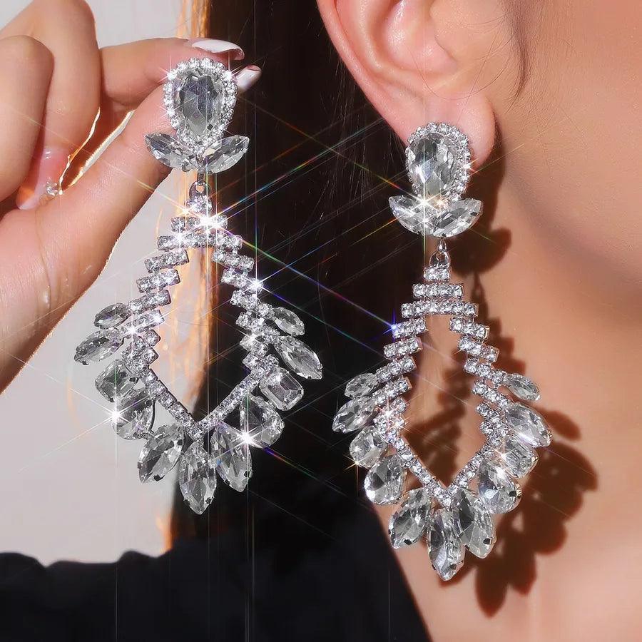 1 Pair Hip-Hop Lady Ethnic Style Tassel Inlay 316 Stainless Steel Artificial Rhinestones Drop Earrings - Lilah jewellery boutique 