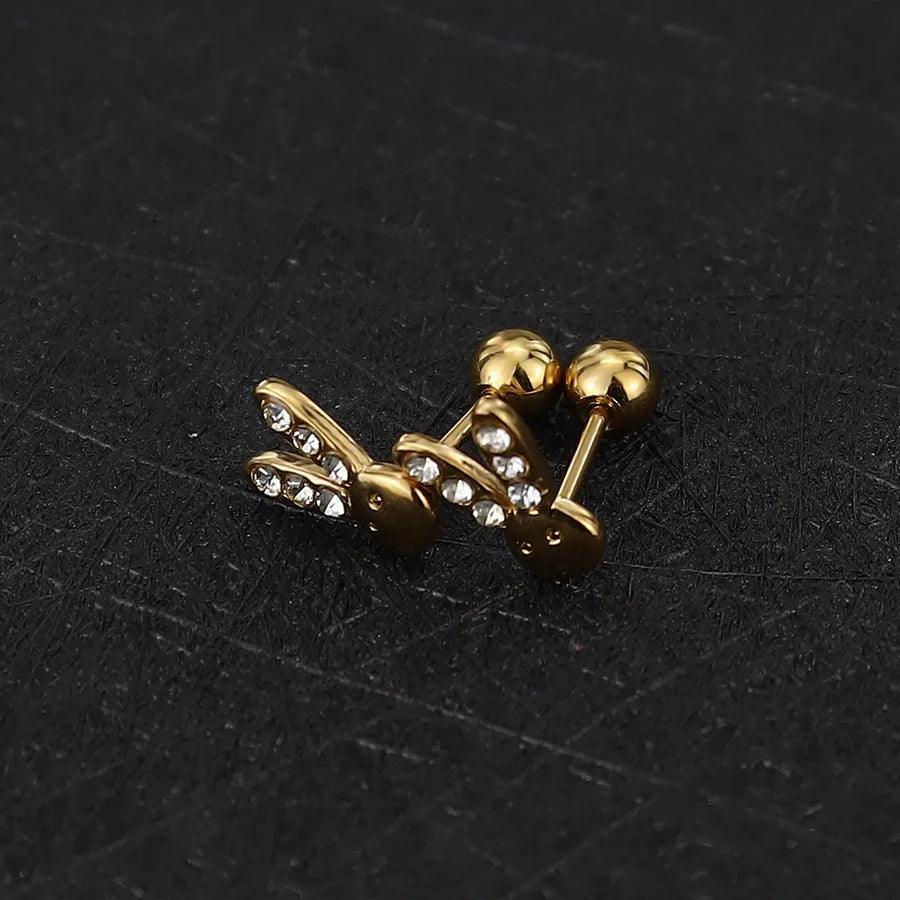 1 Piece Simple Style Commute Geometric Plating Titanium Steel Ear Studs - Lilah jewellery boutique 