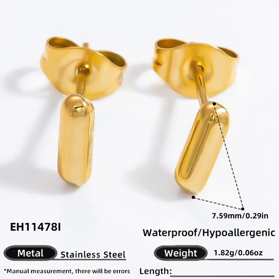 1 Pair Simple Style Letter Plating 304 Stainless Steel 18K Gold Plated Ear Studs - Lilah jewellery boutique 