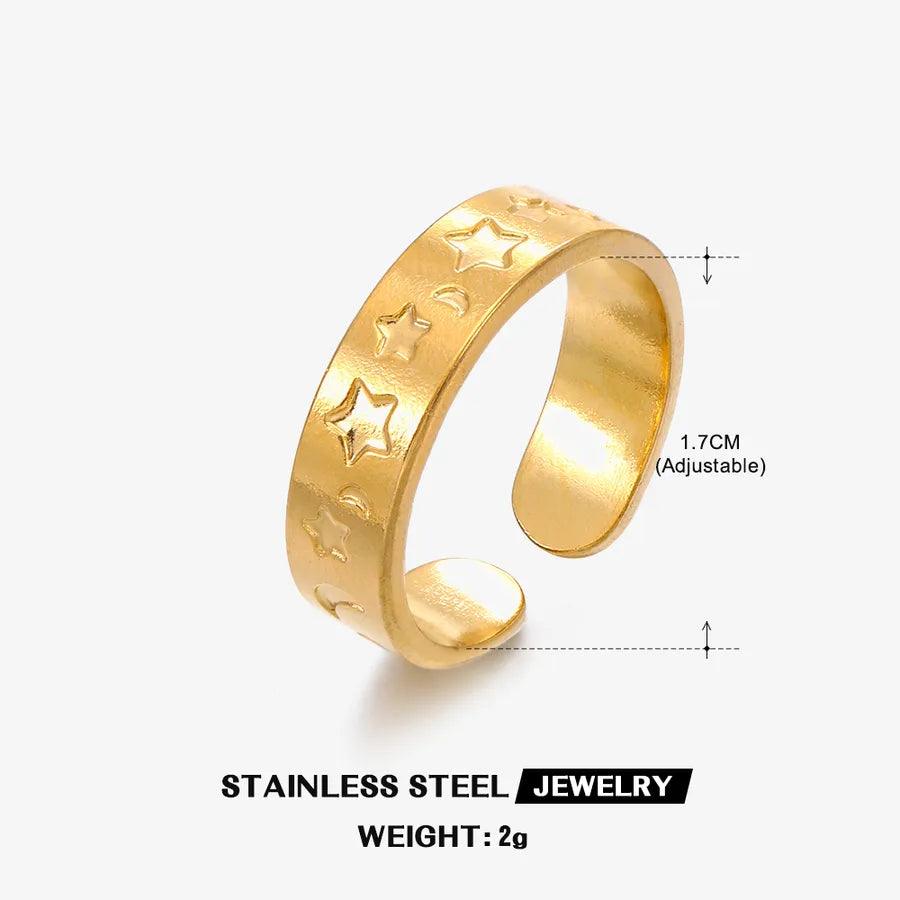 Wholesale Jewelry Hip-Hop Geometric 304 Stainless Steel 18K Gold Plated Plating Open Ring - Lilah jewellery boutique 