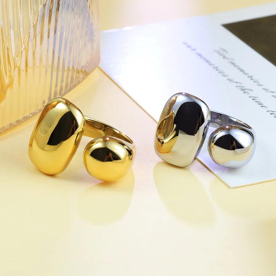 304 Stainless Steel 18K Gold Plated Vintage Style Simple Style Roman Style Handmade Plating Round Dots Rings - Lilah jewellery boutique 