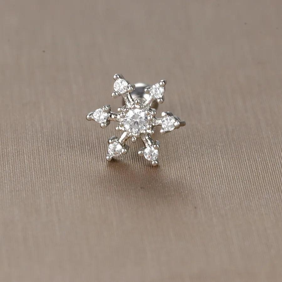 1 piece sweet simple style flower plating inlay titanium steel zircon ear studs - Lilah jewellery boutique 