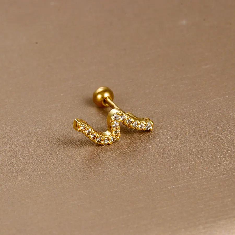 1 piece sweet simple style flower plating inlay titanium steel zircon ear studs - Lilah jewellery boutique 