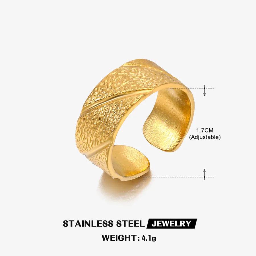 Wholesale Jewelry Hip-Hop Geometric 304 Stainless Steel 18K Gold Plated Plating Open Ring - Lilah jewellery boutique 