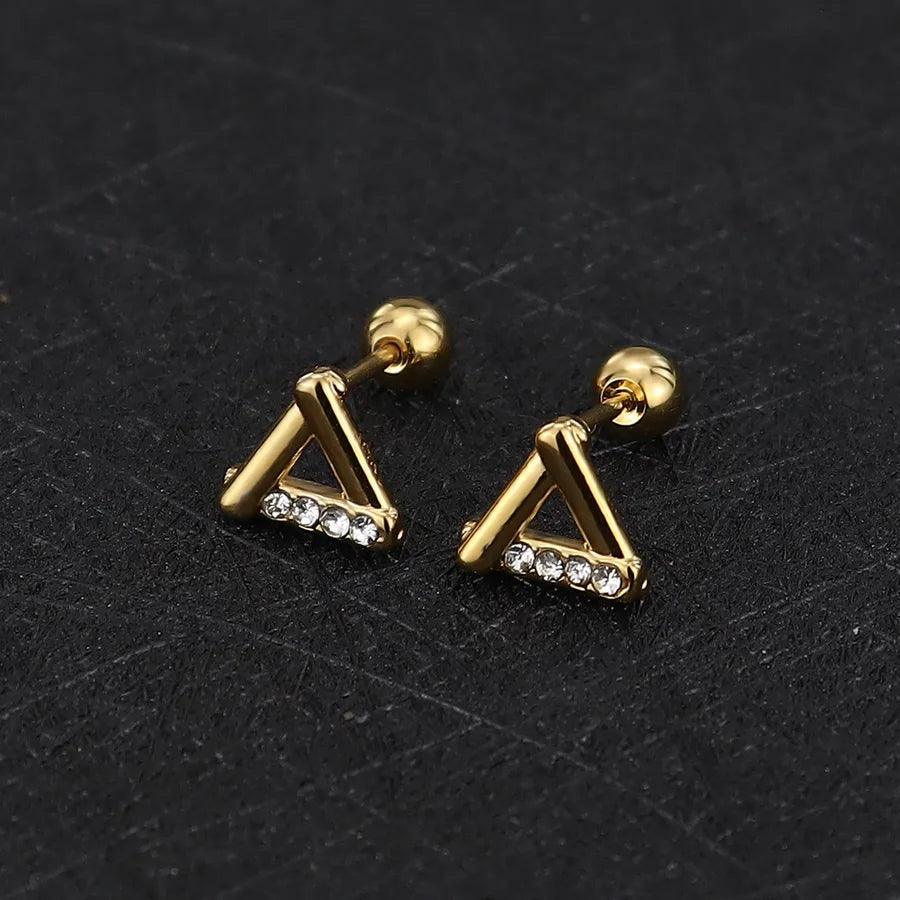 1 Piece Simple Style Commute Geometric Plating Titanium Steel Ear Studs - Lilah jewellery boutique 