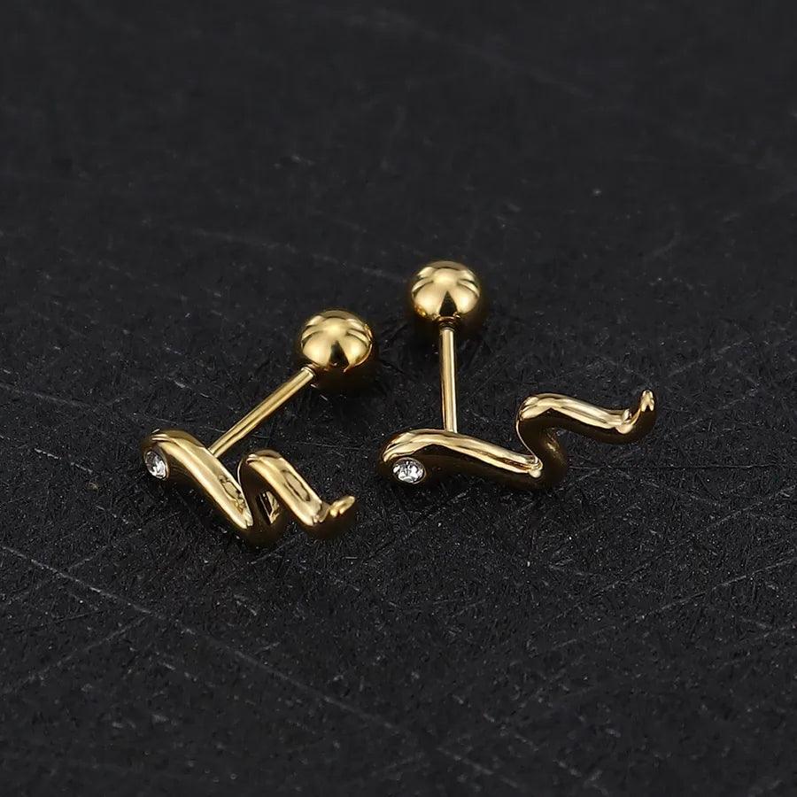 1 Piece Simple Style Commute Geometric Plating Titanium Steel Ear Studs - Lilah jewellery boutique 