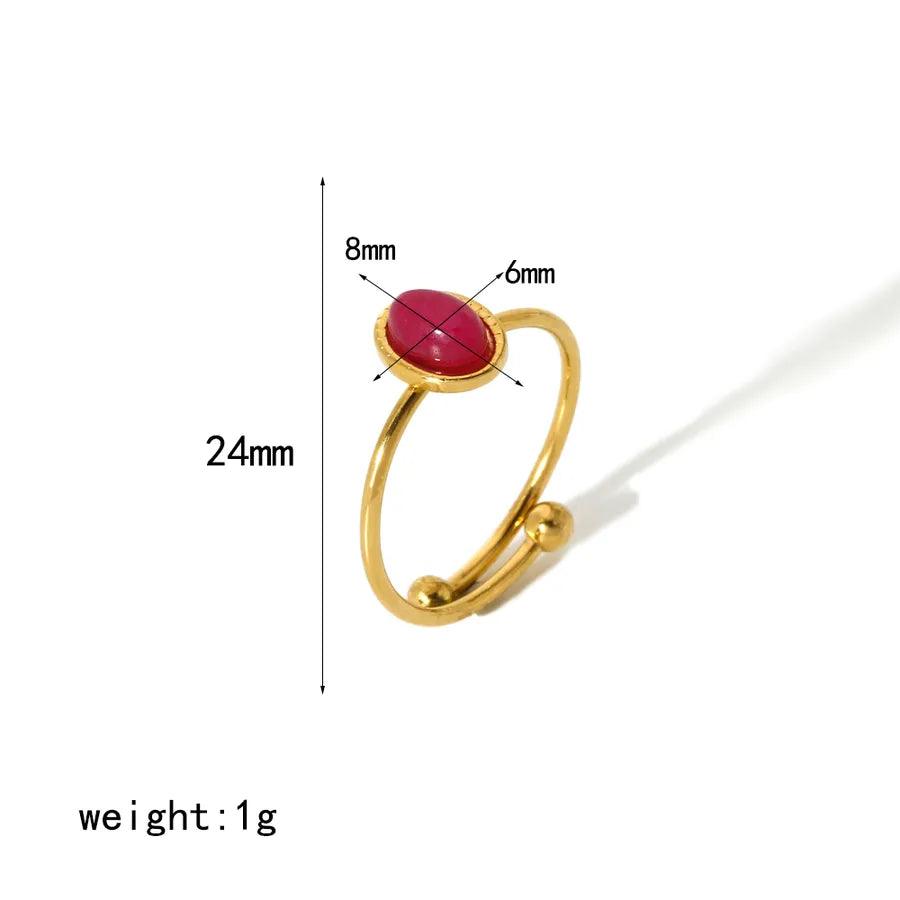 304 Stainless Steel 18K Gold Plated Simple Style Polishing Plating Geometric Adjustable Ring - Lilah jewellery boutique 