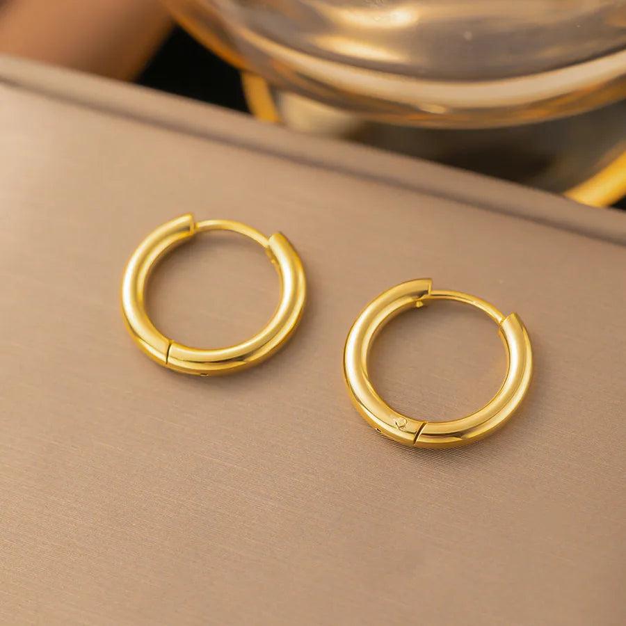 1 Pair Simple Style Geometric Round Solid Color Plating Titanium Steel Earrings Ear Studs - Lilah jewellery boutique 