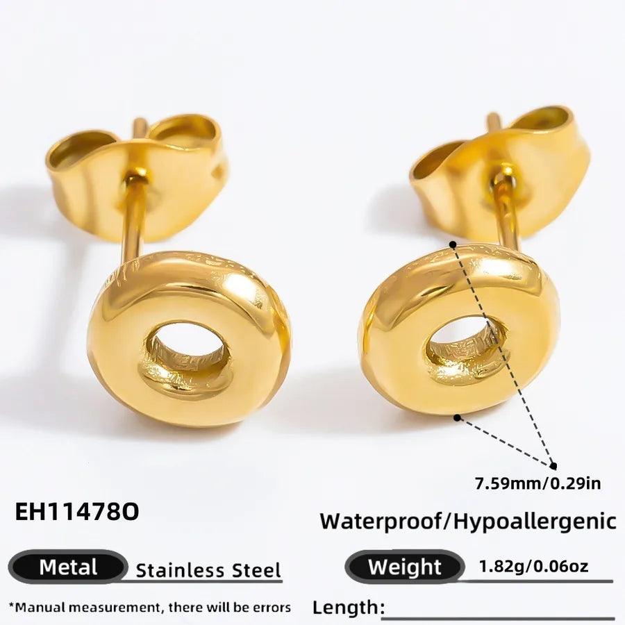 1 Pair Simple Style Letter Plating 304 Stainless Steel 18K Gold Plated Ear Studs - Lilah jewellery boutique 