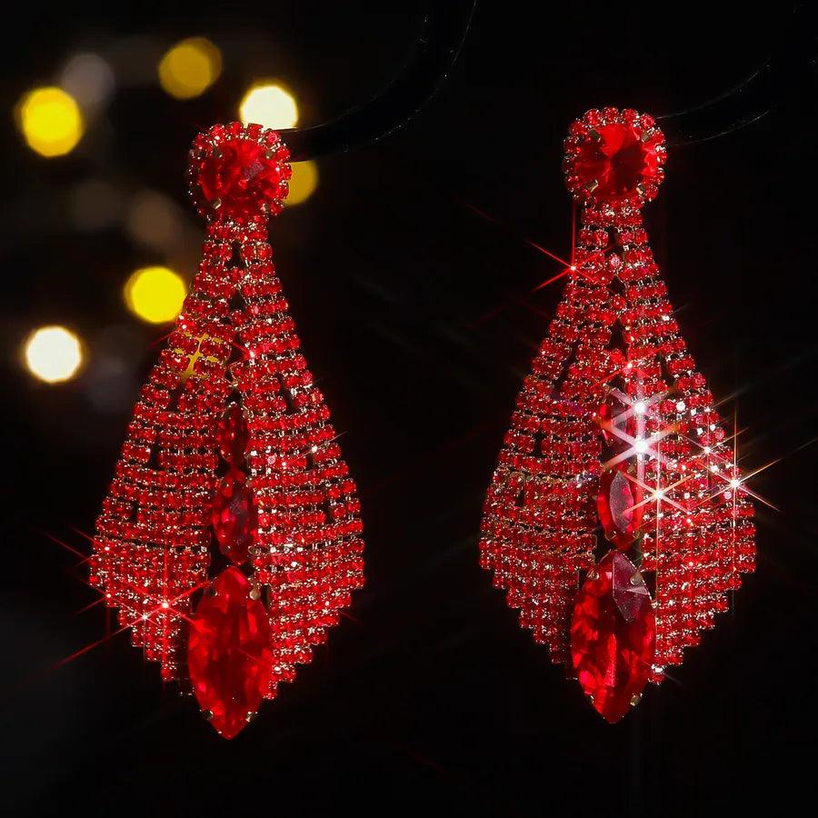 1 Pair Rock Simple Style Shiny Tassel Inlay 316 Stainless Steel Artificial Rhinestones Drop Earrings - Lilah jewellery boutique 