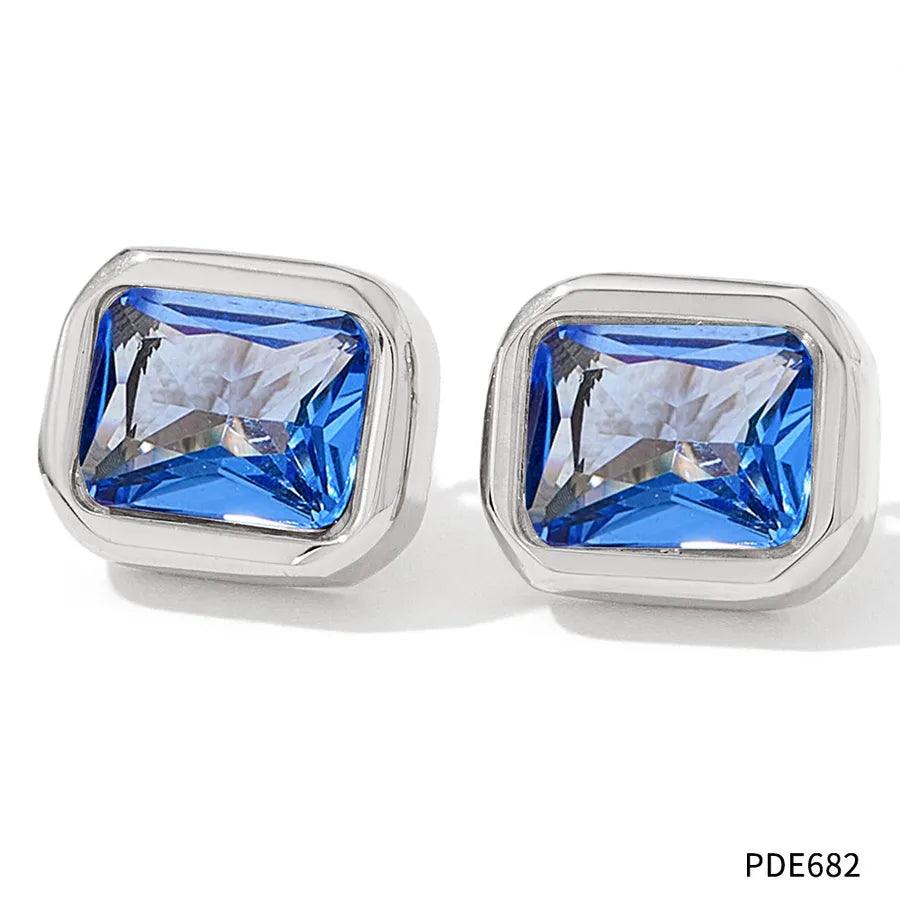 1 Pair Retro Square Plating Inlay 304 Stainless Steel Zircon 16K Gold Plated White Gold Plated Gold Plated Ear Studs - Lilah jewellery boutique 