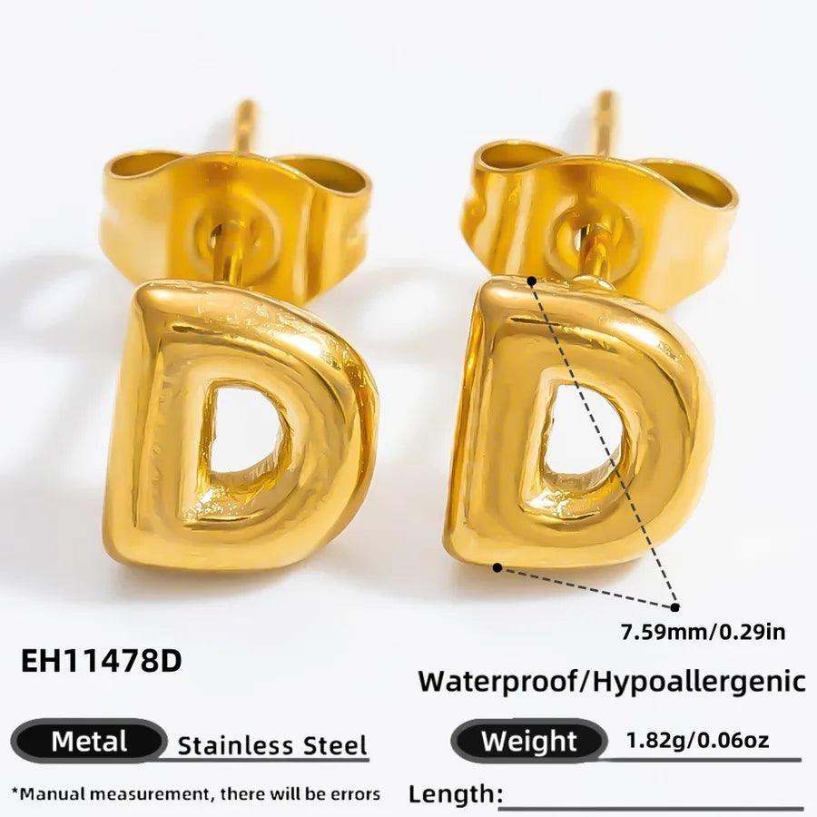 1 Pair Simple Style Letter Plating 304 Stainless Steel 18K Gold Plated Ear Studs - Lilah jewellery boutique 