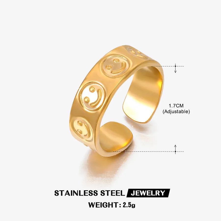 Wholesale Jewelry Hip-Hop Geometric 304 Stainless Steel 18K Gold Plated Plating Open Ring - Lilah jewellery boutique 