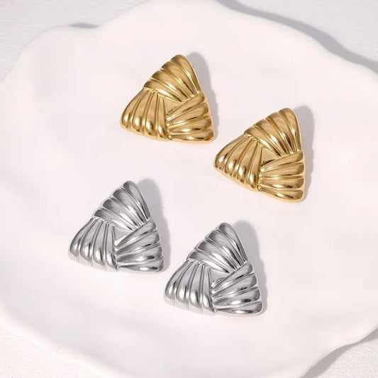 1 Pair IG Style Vintage Style Cool Style Geometric 304 Stainless Steel 18K Gold Plated Ear Studs - Lilah jewellery boutique 