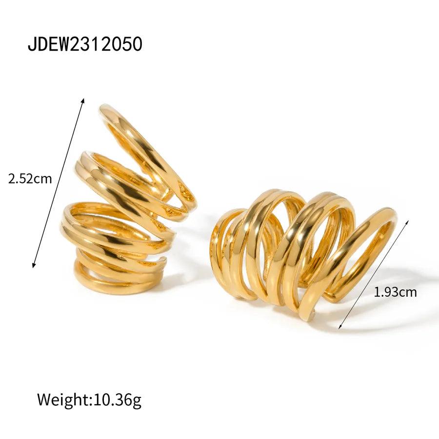 1 Pair IG Style Irregular Lines Plating 304 Stainless Steel 18K Gold Plated Ear Cuffs - Lilah jewellery boutique 