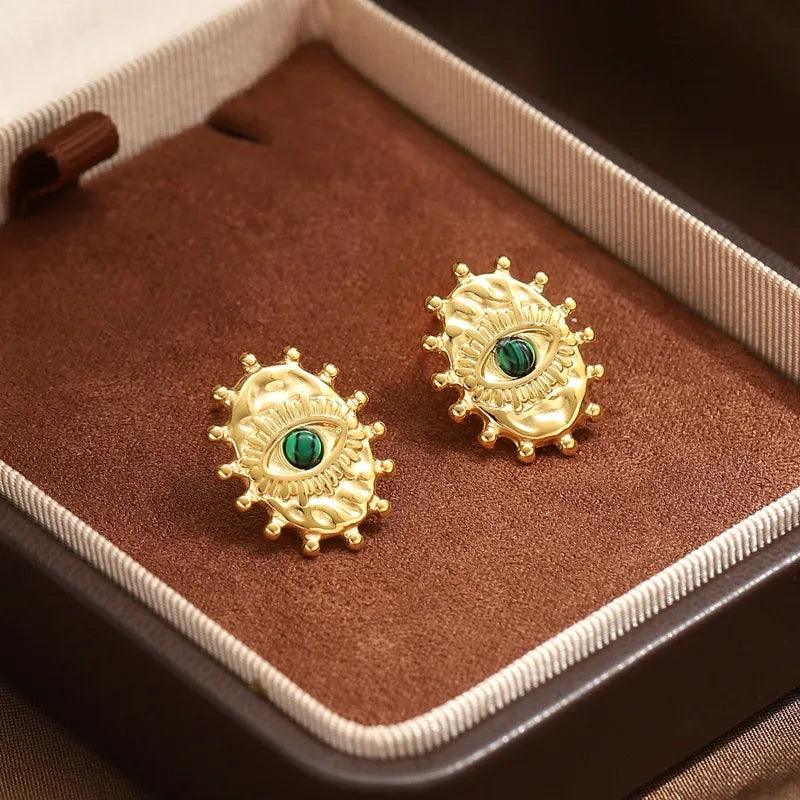 1 Pair Vintage Style Sun Water Droplets Eye 304 Stainless Steel Ear Studs - Lilah jewellery boutique 