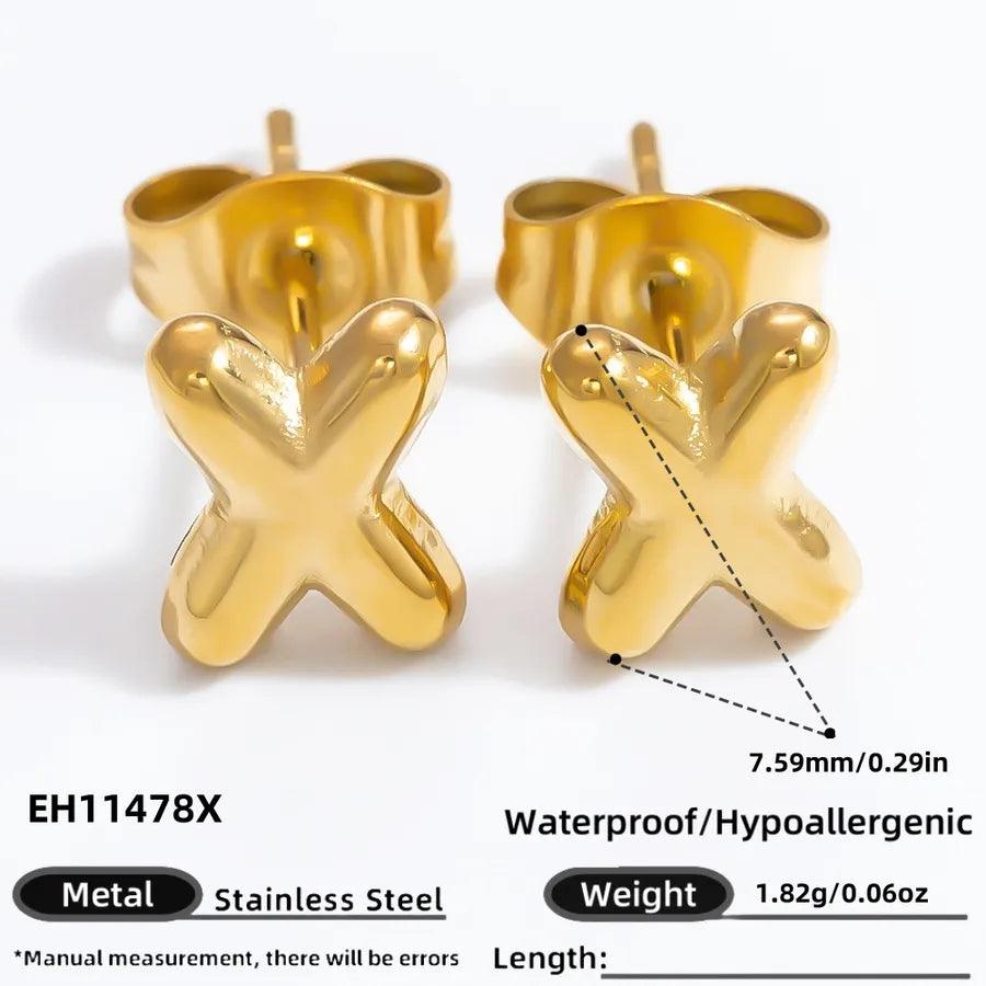 1 Pair Simple Style Letter Plating 304 Stainless Steel 18K Gold Plated Ear Studs - Lilah jewellery boutique 