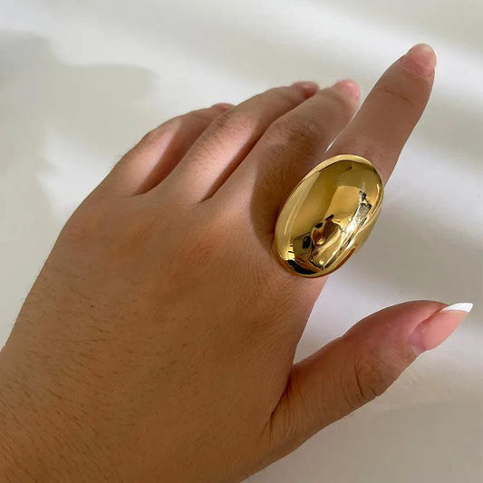 Wholesale Jewelry Artistic Oversized Commute Geometric Solid Color 316L Stainless Steel 18K Gold Plated Rings - Lilah jewellery boutique 