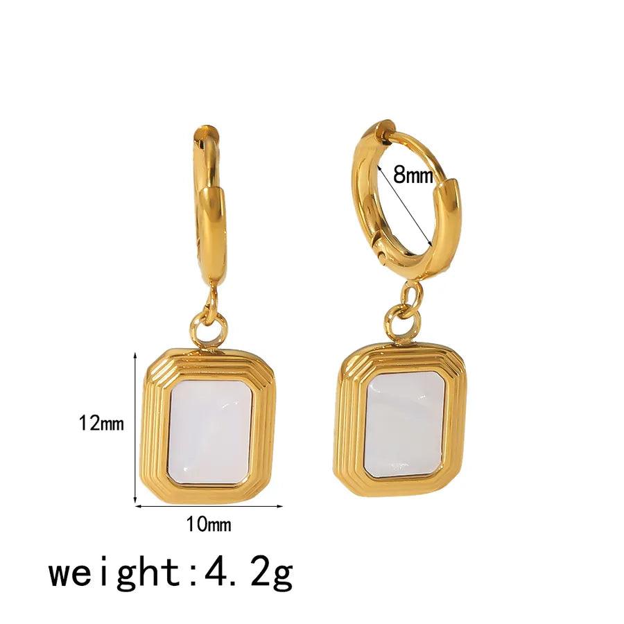 1 Pair Simple Style Quadrilateral Oval Polishing Plating 304 Stainless Steel 18K Gold Plated Drop Earrings - Lilah jewellery boutique 