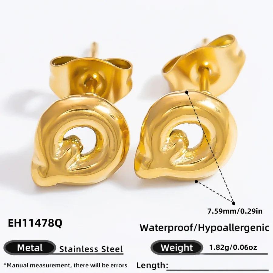 1 Pair Simple Style Letter Plating 304 Stainless Steel 18K Gold Plated Ear Studs - Lilah jewellery boutique 