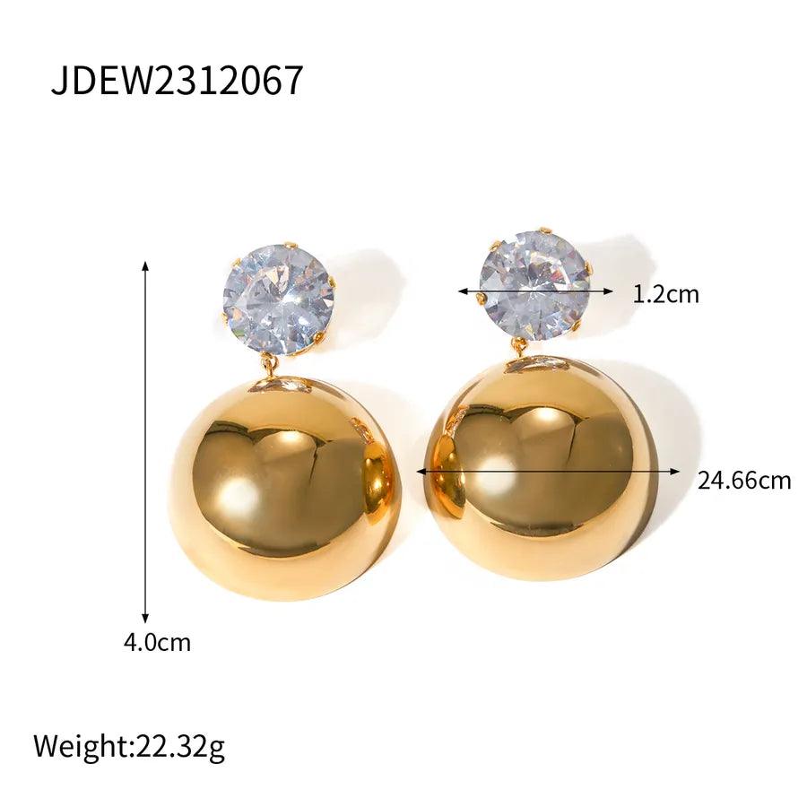 1 Pair IG Style Round Plating 304 Stainless Steel Drop Earrings - Lilah jewellery boutique 