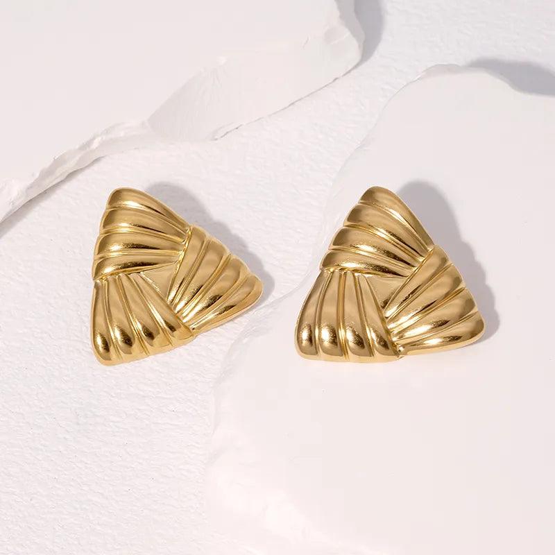 1 Pair IG Style Vintage Style Cool Style Geometric 304 Stainless Steel 18K Gold Plated Ear Studs - Lilah jewellery boutique 