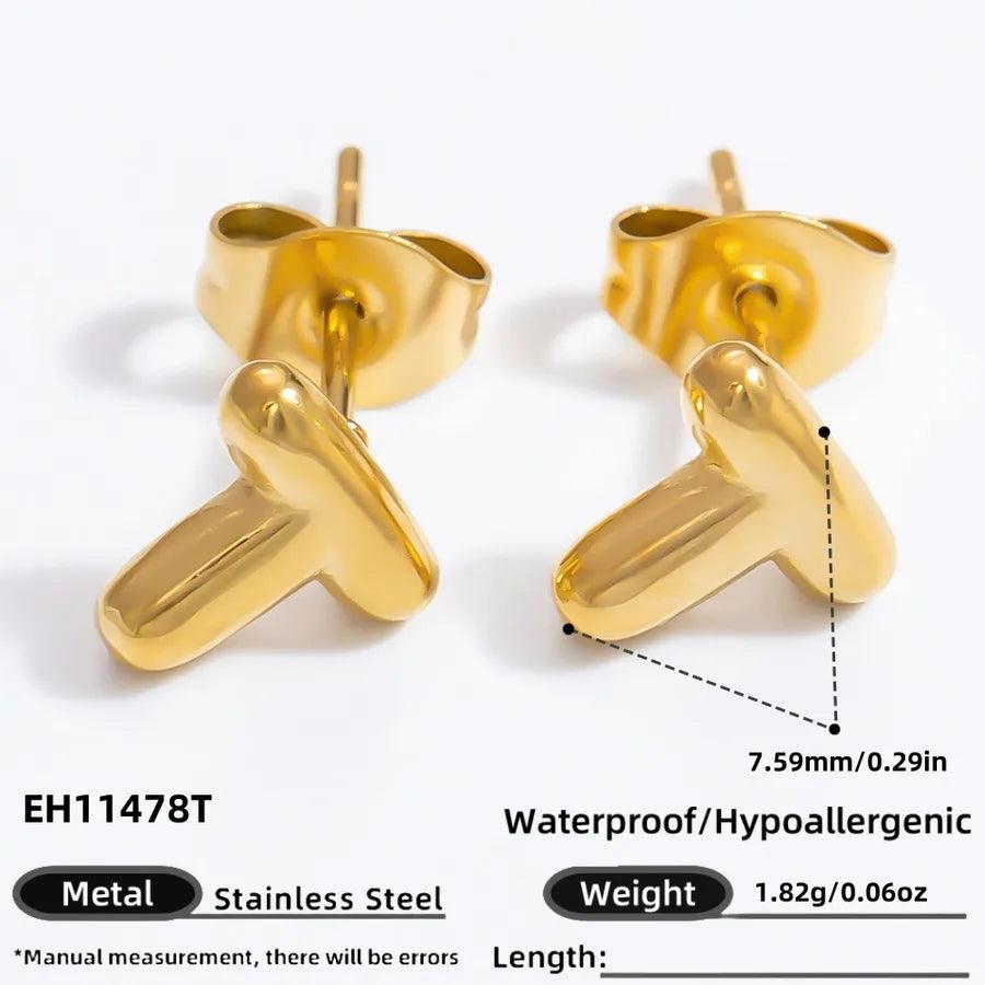 1 Pair Simple Style Letter Plating 304 Stainless Steel 18K Gold Plated Ear Studs - Lilah jewellery boutique 