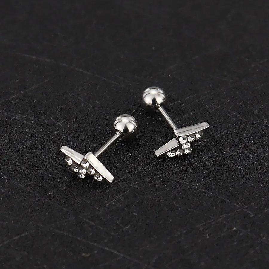 1 Piece Simple Style Commute Geometric Plating Titanium Steel Ear Studs - Lilah jewellery boutique 