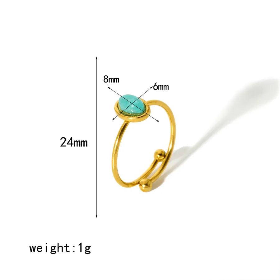 304 Stainless Steel 18K Gold Plated Simple Style Polishing Plating Geometric Adjustable Ring - Lilah jewellery boutique 