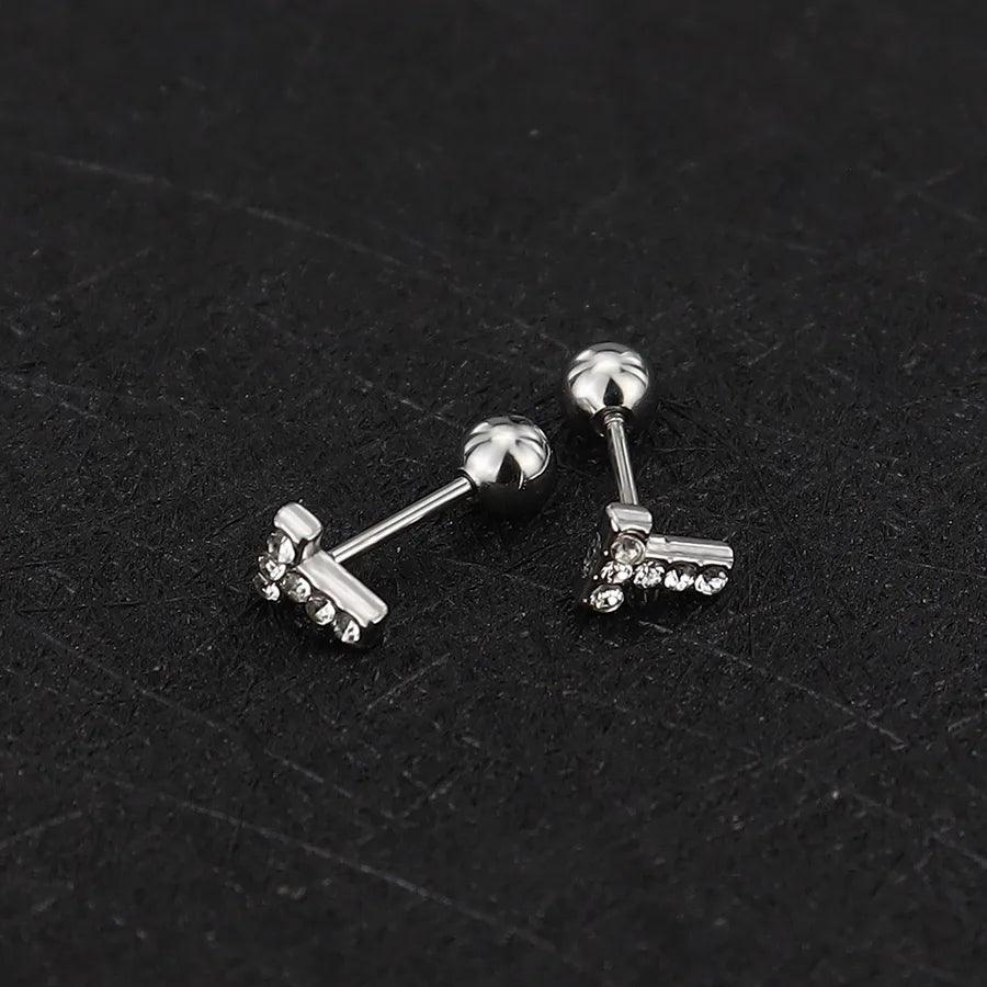 1 Piece Simple Style Commute Geometric Plating Titanium Steel Ear Studs - Lilah jewellery boutique 