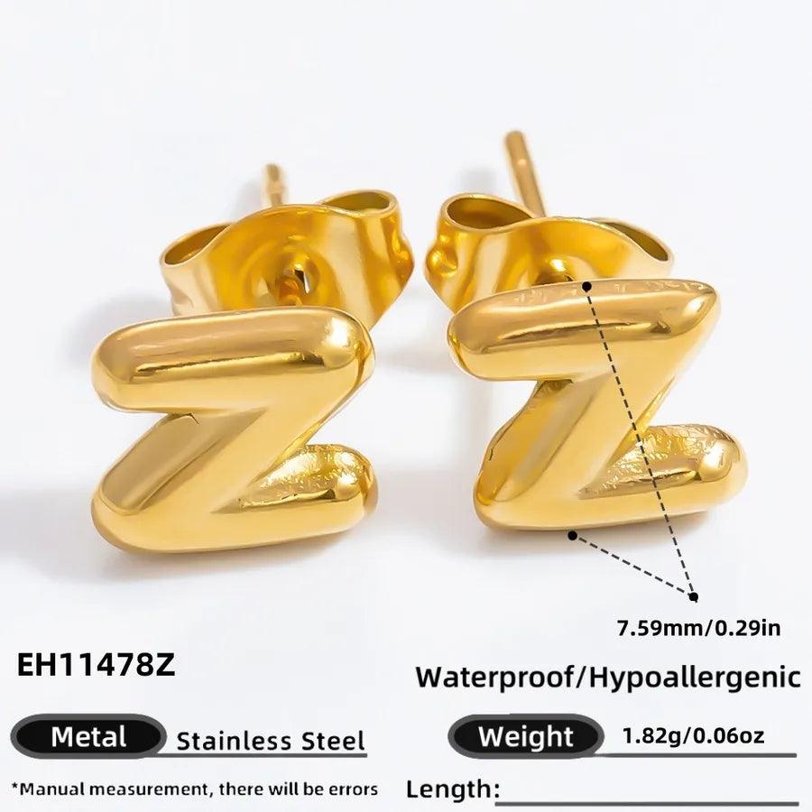 1 Pair Simple Style Letter Plating 304 Stainless Steel 18K Gold Plated Ear Studs - Lilah jewellery boutique 