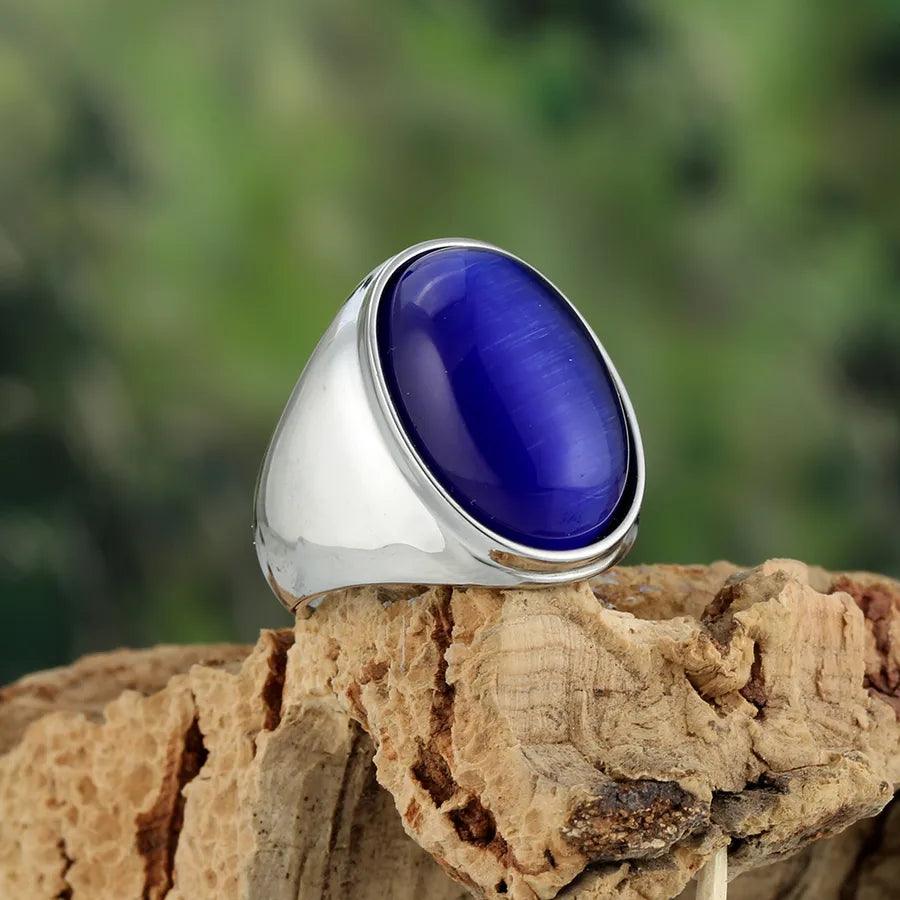 Wholesale Jewelry IG Style Retro Oval 316L Stainless Steel Gem Inlay Rings - Lilah jewellery boutique 