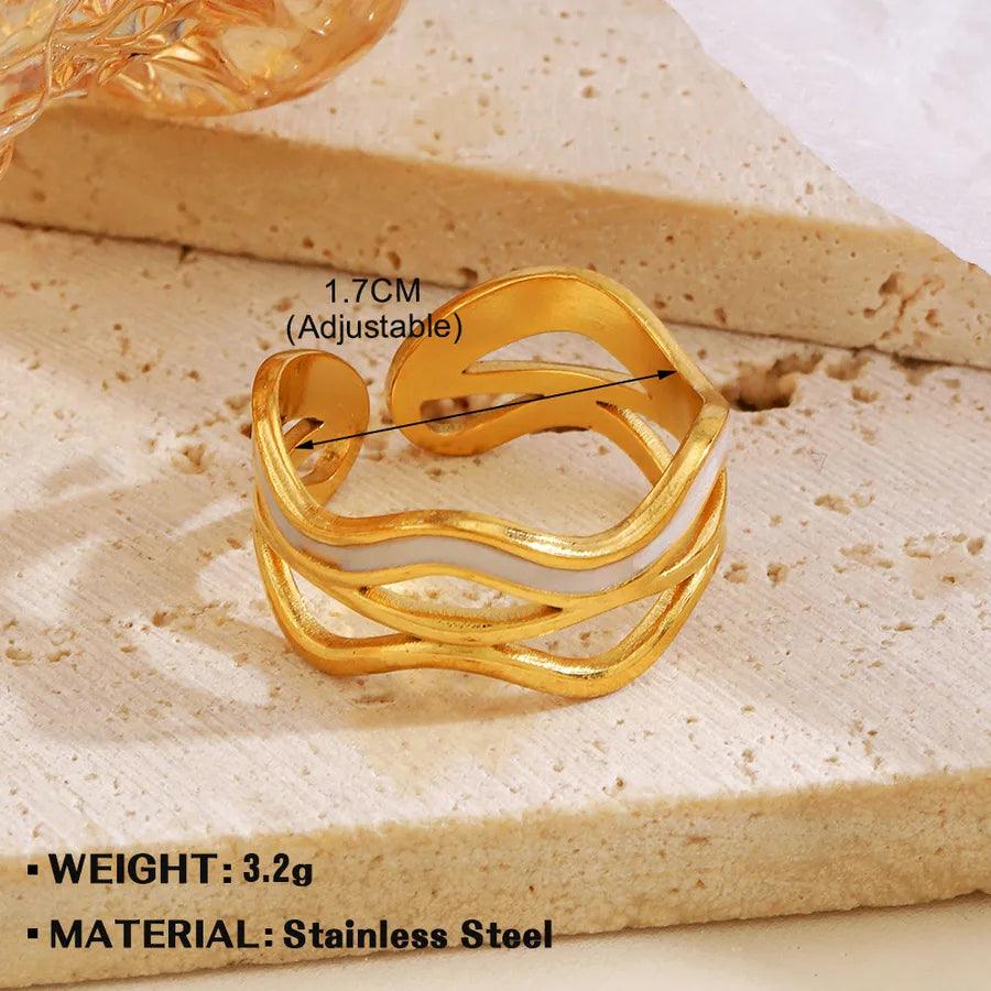 Wholesale Jewelry Simple Style Geometric 304 Stainless Steel Plating Open Rings - Lilah jewellery boutique 