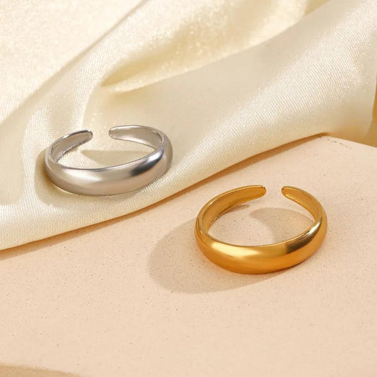 304 Stainless Steel 18K Gold Plated Simple Style Solid Color Open Rings - Lilah jewellery boutique 