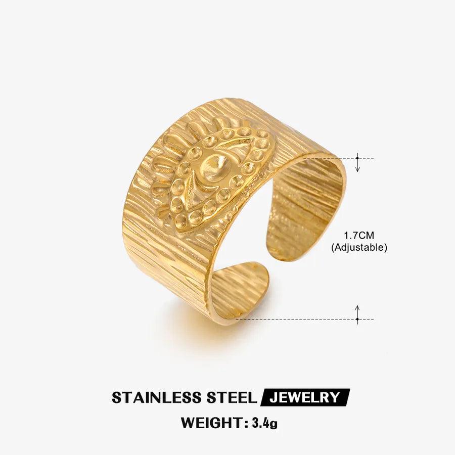 Wholesale Jewelry Hip-Hop Geometric 304 Stainless Steel 18K Gold Plated Plating Open Ring - Lilah jewellery boutique 