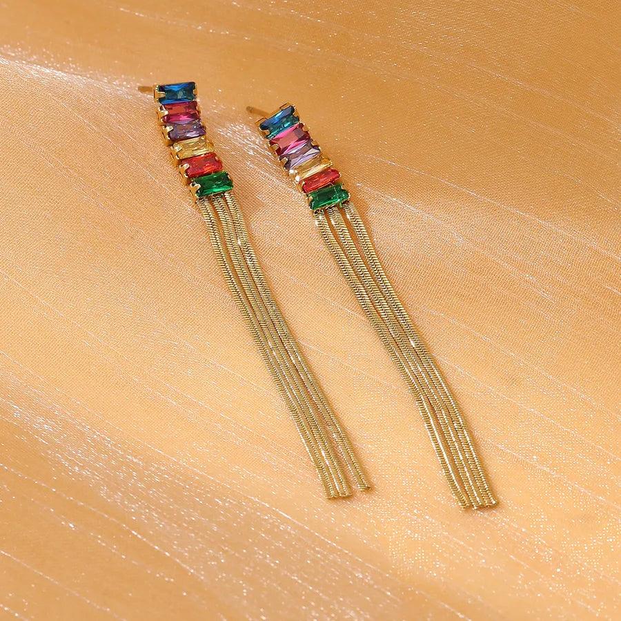 1 Pair Elegant Tassel Tassel 304 Stainless Steel Drop Earrings - Lilah jewellery boutique 