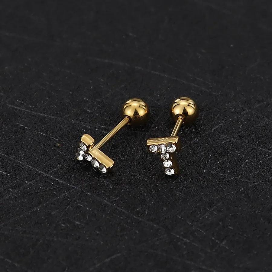 1 Piece Simple Style Commute Geometric Plating Titanium Steel Ear Studs - Lilah jewellery boutique 