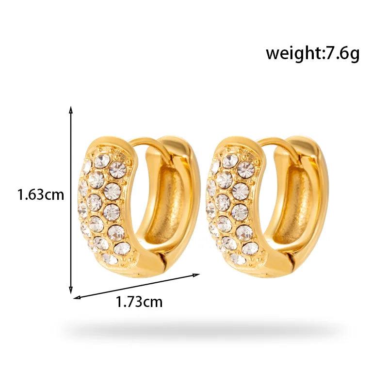 1 Pair French Style Simple Style Korean Style Geometric 304 Stainless Steel Zircon Hoop Earrings Drop Earrings - Lilah jewellery boutique 