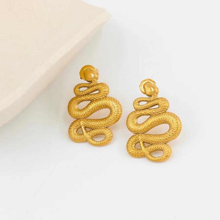 1 Pair Retro Snake Irregular 304 Stainless Steel 316 Stainless Steel Earrings - Lilah jewellery boutique 