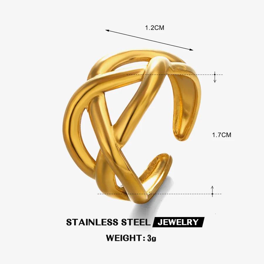 Jewelry IG Style Simple Style Lines 304 Stainless Steel 18K Gold Plated Open Rings - Lilah jewellery boutique 