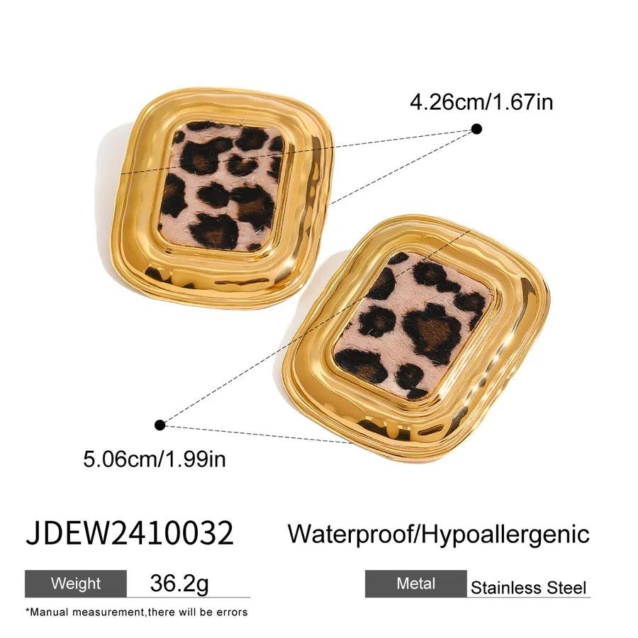 Σκουλαρίκια animal print Leopard 304 Stainless Steel Ear Studs - Lilah jewellery boutique 