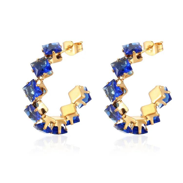 Κρίκοι με στρας 201 Stainless Steel Zircon 18K Gold Plated Earrings - Lilah jewellery boutique 