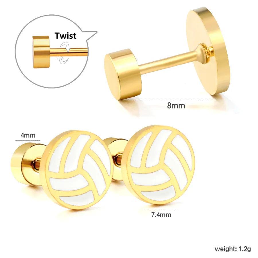 1 Pair Simple Style Ball Cake Watermelon Plating 304 Stainless Steel Bullet Backs Ear Studs - Lilah jewellery boutique 